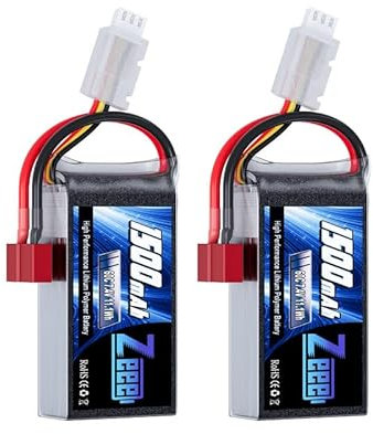 Zeee 2S Lipo Battery 1500mAh 7.4V 60C RC Battery with T Plug for FPV Drone Quadcopter Helicopter Airplane RC Boat RC Car RC Models(2 Pack)