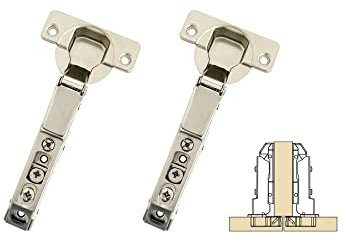 GEFONG 95 Grado Semi Solapado Bisagras con Amortiguadores 35mm para Puerta de Armario Cocina Bisagra Silenciosa de Cierre Suave pare Puertas de Muebles 2 Piezas