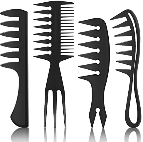 Aphrordity 4 Stück Styling Kamm - Breite Zahnkämme, Lockenkamm, Strähnenkamm, Hai Zahnkamm für Männer und Frauen - Friseur Breite Zähne Gabel