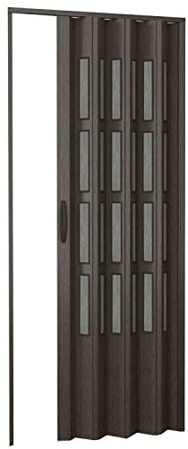 Porte accordéons pliante intérieur en kit avec verre en PVC Noyer 82x210 cm mod. Sonia