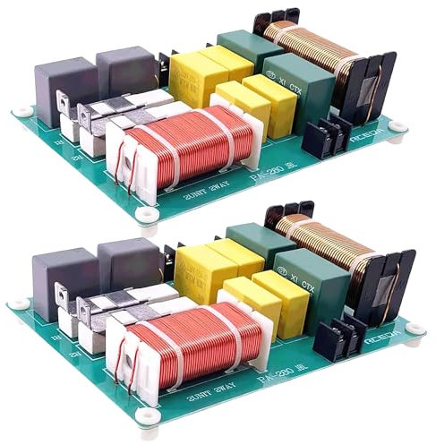 Lelukee 2 Stück Lautsprecher Frequenzteiler Crossover 2Way 800W HiFi Audio Lautsprecher Höhenmitte Bass Crossover Filter für Hochleistungslautsprecher