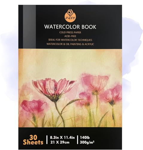 Premium Aquarellpapier Block 300g/m² I 30 Seiten I Künstlerqualität I säurefrei I kaltgepresst – Ideal für Aquarell, Skizzen & Mixed Media (21cmx29cm I Cold Press Aquarell Papier)