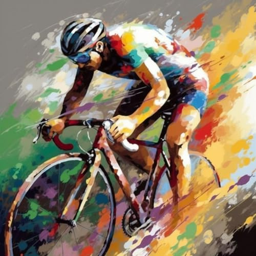 KANGBAWA Peinture par Numero Adulte Course de vélo en couleur (7) DIY Peinture à l'huile Numéros Toile Paint by Numbers Peindre par Nombre Kits sans Cadre 40x50cm