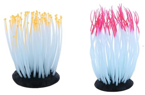 CiCixixi 2 Pièces Lumineux Ornements, Anémone luminescente, Plantes Aquatiques mer Artificielle décor végétaux artificiels Sculpture d'anémone de mer Ornement d'anémone de mer sous