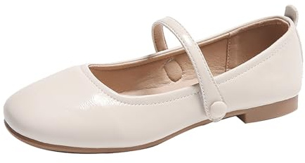 Zapatos de bailarinas Mary Jane para mujer, cómodos, suaves, planos, zapatos de boda, zapatos elegantes, zapatos de novia, bailarinas, zapatos de ballet, zapatos de fiesta, talla 36-40, beige, 37 EU
