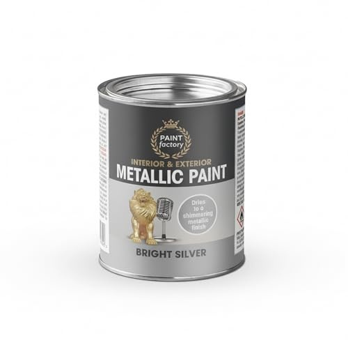 DUAYRA Metallic Bright Silver Paint Tin 300ml | Brush-On Paints | Shimmering Gloss Finish | All-Purpose Durable Quick Drying | Suitable for Indoor & Outdoor | for Use On Metal, Wood, Plastic | (1)