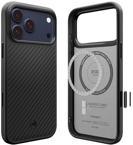 Spigen Enzo Aramid T MagFit Case for iPhone 17 Pro Max, MagSafe Compatible Phone Cover [Military-Grade Drop Protection] - Black