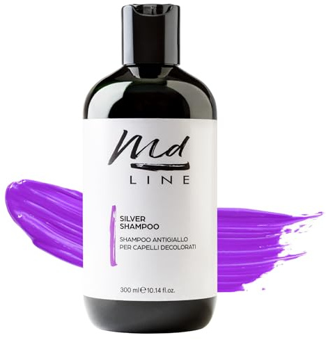 Md LINE Shampoo Antigiallo Capelli Professionale Viola – Per Toni Bianchi, Grigi, Decolorati e Tonalizzante Capelli Biondi Freddo – Shampo Anti Giallo Uomo Donna Senza Solfati, Siliconi (300 ml)