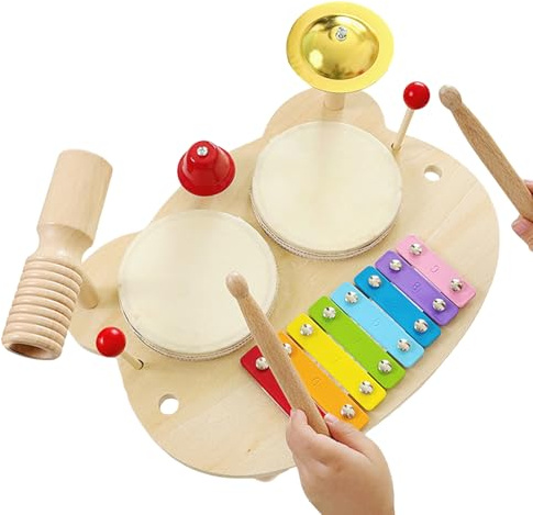 Batería para niños, instrumento musical de percusión de madera, tambor para niños, para practicar la mesa, cumpleaños, Navidad, niña