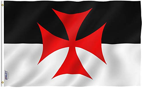 ANLEY Fly Breeze 3x5Pi Drapeau de Bataille des Templiers-Couleur Vive Résistant aux UV-Tête en Toile/Double Couture-Drapeau de l'Église Catholique Romaine Polyester œillet en Laiton 3x5Pi