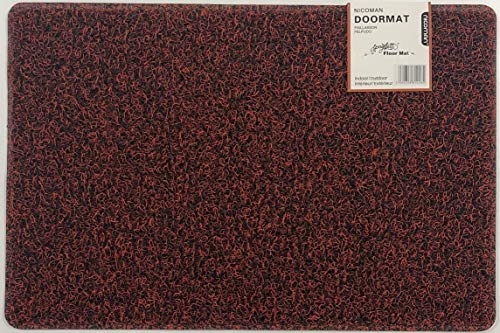 Nicoman Dirt-Trapper Barrier Door Mat Heavy Duty Floor Matt-(Use Indoor or Sheltered Outdoor), Spaghetti Doormat, Red with Black, Small (60x40cm)