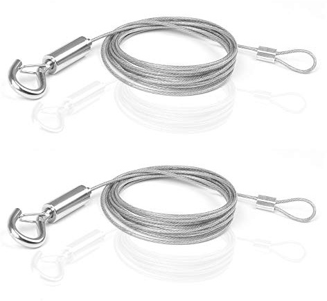 ZKSM Picture Hanging Rope Wire 2 Packs Stainless Steel Wire with Loop and Hook 1.5 mmx2 m Heavy Duty Frame Hanger Rope for Light Lamp Hardware, Supports up to 30 KG