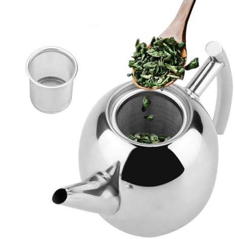 Theiere inox,theiere avec infuseur,theiere inox avec infuseur, théière,theillère avec infuseur amovible pour thé, Théière en acier inoxydable de 1.5 L avec infuseur, infusion ou café filtre, 1500ml