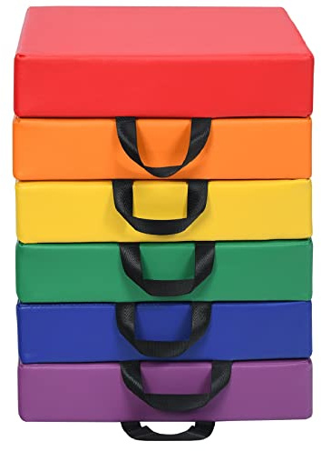 Costzon 6-Piece 15 inch Floor Cushions for Kids, 3 Thick Waterproof Daycare Soft Flexible Seating with Handle for Classroom, Home, Nursery, Portable Deluxe Foam Seating for Preschool, Kindergarten