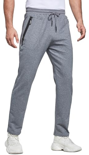ZOXOZ Joggingbyxor för Män i Bomull Träningsbyxor Sportbyxor Fitness med Elastisk Midja och Dragkedjefickor för träning och fritid Grå XXL