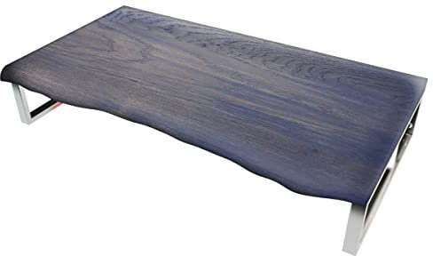 wohnundbad.de Waschtischplatte mit Baumkante für Aufsatzwaschbecken, Echtholz massiv, Eiche Rustikal Braun geölt, BxT 120cm x 45cm