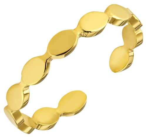 Artiqo Ring Damen Gold | Verstellbarer Strukturiert Stacking Ring aus Edelstahl Premium Gold | Wasserfest & Hautfreundlich - Modell Gini