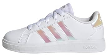 adidas Grand Court Lifestyle Lace Tennis Shoes Tennisschuhe, Cloud White/Iridescent/Cloud White, 31.5 EU