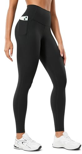 CRZ YOGA Butterluxe Workout Leggings Pockets 28'' - High Waisted Gym Womens Yoga Pants Running Buttery Soft Black Medium