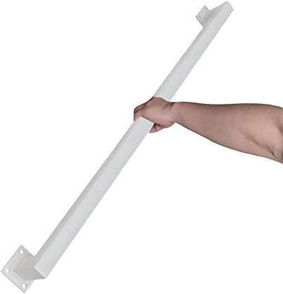 Pasamanos de barandilla para escaleras interiores y exteriores, 1 m 150 cm 2 m 240 cm 3 m 6 m Barra de apoyo de seguridad con soportes cuadrados Soporte de pared de hierro forjado de metal, blanco ( S