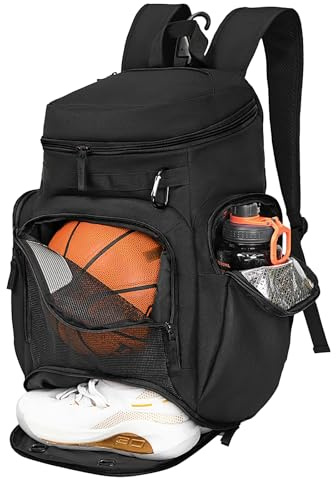 LARIPOP Mochila de Baloncesto Grande, Bolsa de Deporte con Compartimento para Pelotas y Compartimento para Zapatos para almacenar Zapatos Deportivos, Botellas de Agua, portátiles y Necesidades