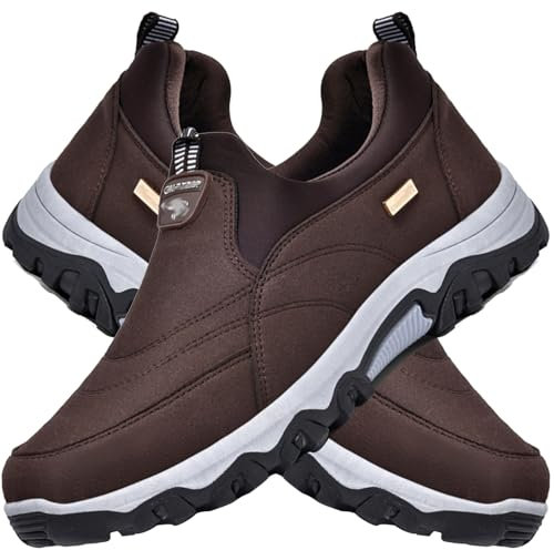 Aocase Chaussure Diabetique Homme Chaussures Homme Extra Large sans Lacets Baskets de randonnée en Plein air Chaussures de randonnée à Enfiler pour Homme,Marron,42/260mm