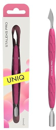 Staleks Pro by Natury Nails - Spingi cuticole doppio con manico in silicone gommato, in acciaio inox, UNIQ (PQ-10/3)