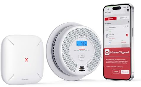X-Sense Smart Smoke and Carbon Monoxide Alarm Combo 1 SC07-MR with 1 SBS50 Base Station, Interlinked Smoke Alarm and Carbon Monoxide Detector Compatible with X-Sense Home Security App, SC07-MR11