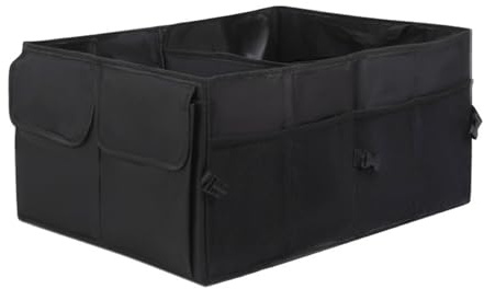 ASelected Car Boot Organiser, Car Storage, Anti Slip, Foldable, Durable, Multi Compartment, Super Large Volume, Black, Classic