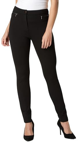 Roman Originals Office Trousers for Women UK Ladies Ponte Stretch Jersey Scuba Thick Work Interview Slimming Corporate Smart Formal Long Straight Ankle Grazer Pants - Black (27 in) - Size 18