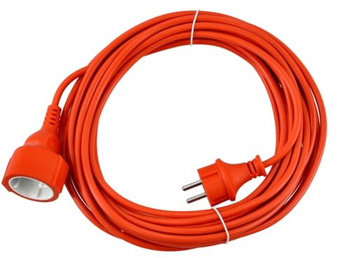 Alargador - 230V - 1x Toma de Corriente - Cable 2x1mm² - Naranja - Resistente a las Condiciones Climáticas - Para Cortacésped, Herramientas y Trabajos de Jardín - 10 m