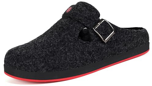 Gaatpot Hausschuhe Herren Clogs Winter Damen Filz Pantoffeln,Schwarz A,EU44