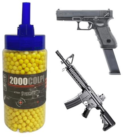 Confezione 2000 Pallini per Softair 6mm 0,12 gr Pallini per Pistola Fucile Mitra Pallini Soft Air Precisione e Alta Qualità con Beccuccio per Ricarica Rapida Biberon da 2000 Colpi,colori assortiti