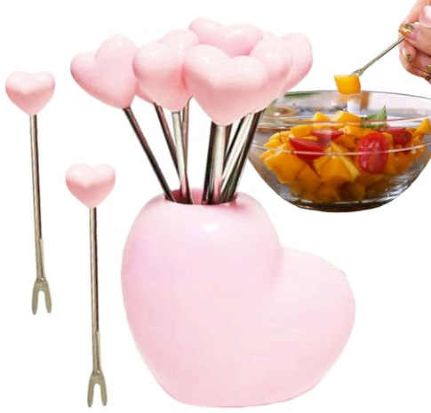 Piccole Forchette per Antipasti,Spiedini da Frutta a Cuore Forchettine da Insalata | Centrotavola Riutilizzabili in Acciaio Inossidabile per Aperitivo