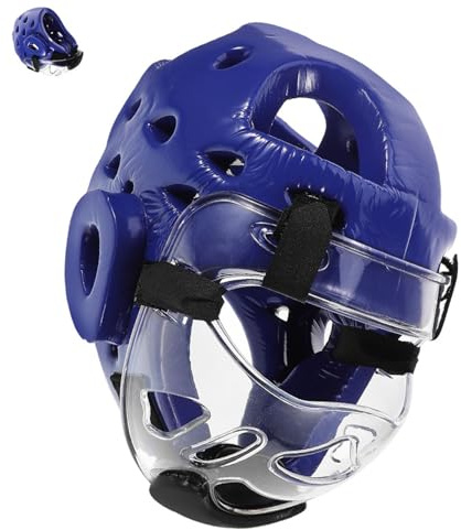Toyvian Casque de Protection Karaté Garçon Fille en Mousse Haute Densité et Tissu à Séchage Rapide, Léger et Confortable pour Sparring et Kickboxing Bleu