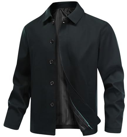 Allthemen Övergångsjacka för män enfärgad affärsjacka lättviktig bomberjacka vår sommar ledig bomberjacka, grön, 4XL