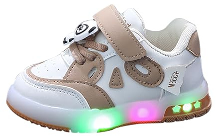 Baskets lumineuses en forme de panda pour tout-petits garçons - Chaussures de sport clignotantes pour bébé fille - Chaussures de marche légères et respirantes à enfiler avec semelle plate en
