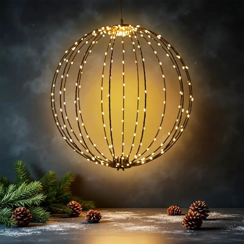 Boule lumineuse à suspendre pour l'extérieur - 40 cm - Minuterie et prise - 240 LED