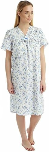 Ladies Polycotton Floral Incontinence Open Back Nightie Hospital Nightdress for Continence Problems Maternity Dress - Nightdresses for Women UK Size 8-30