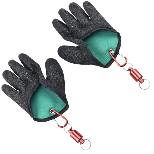 Yuanpgky Guantes de pesca con liberación magnética para gancho y acceso a herramientas, guantes de látex resistentes a pinchazos con agarre antideslizante, impermeables y de larga duración para pesca