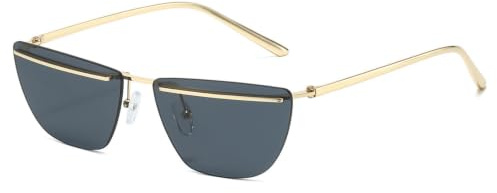 TOUFXJEQV Gafas de sol sin montura sin montura steampunk para mujeres 2026 gafas de sol punk de lujo para aire libre y de moda para damas gafas vintage sin montura