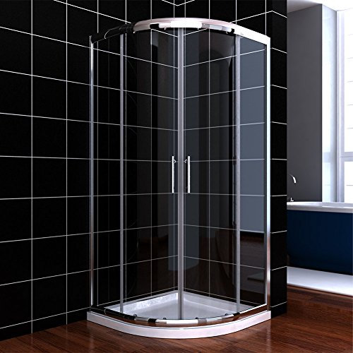 ELEGANT 900 x 900 mm Quadrant Shower Cubicle Enclosure 6mm Glass Sliding Shower Door with Tray + Waste