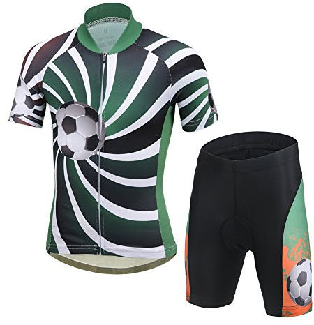 LPATTERN Ropa Conjunta de Ciclismo Bicicleta Maillot de Manga Corta + Pantalones Secado Rápido para Niños Niñas, Futbol, 12-14 años/3XL