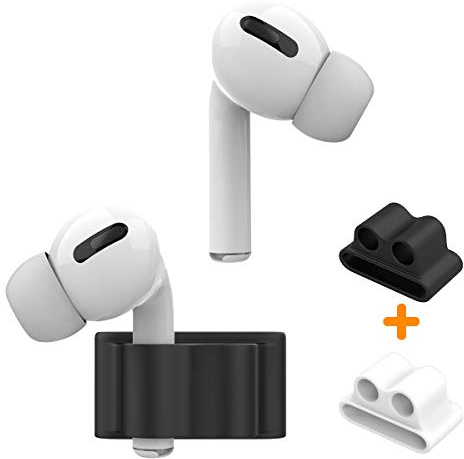 Anti-Lost Silicone Watch Strap Holder for AirPod Pro/AirPod 2 1, Airpod Watch Band Holder, Airpod Accessories Holder for Sports Exercise Working(Black+White)