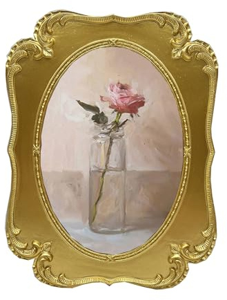 SIKOO 4x6 Vintage Oval Picture Frame Antique Gold Photo Frame Tabletop and Wall Mount Display Vintage Wall Decor Ornate Home Decor