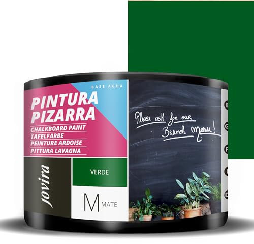 JOVIRA PINTURAS Pintura Pizarra al agua. Para pintar, dibujar y escribir con tiza sobre paredes. (375 Mililitros, Verde) C-36
