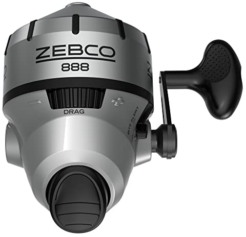 Zebco 888 Spincast Fishing Reel, Size 80 Reel, Changeable Right- or Left-Hand Retrieve, Built-in Bite Alert, 2.6:1 Gear Ratio, Pre-spooled with 25 lb Zebco line, Silver