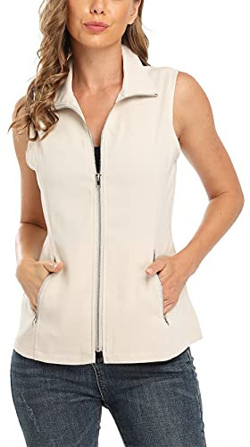 Dilgul Weste Damen Sommer Stehkragen Weste Jacke Leichte Reißverschluss Ärmellose Jacke mit Taschen