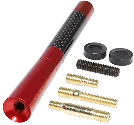 RED WOLF Schwarze Autoantenne Mini Kurzantenne Mast Antenne 12 cm Universal f眉r VW Honda Nissan Toyota Audi Ford AM FM Radio Dachantenne (rot)