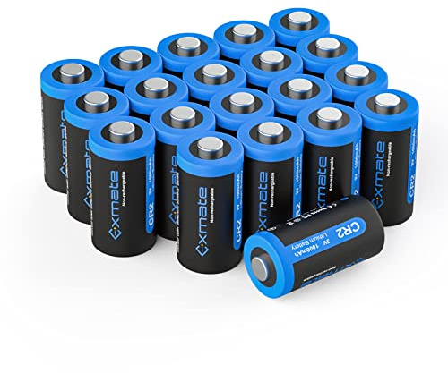 Exmate 20-pack CR2 3 V litiumbatteri, 1 000 mAh engångsbatterier lämpliga för hushållsapparater, larmsystem, ficklampor med mera